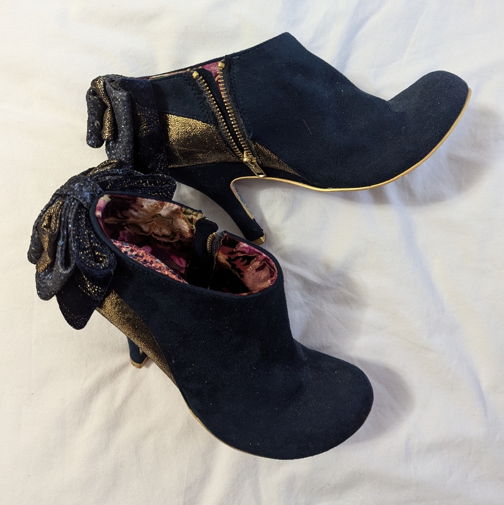 Navy and Gold Women's Ankle Boots